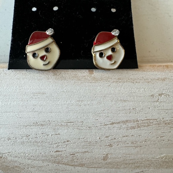 Snowman Holiday Christmas Party Stud Earrings - Picture 2 of 3